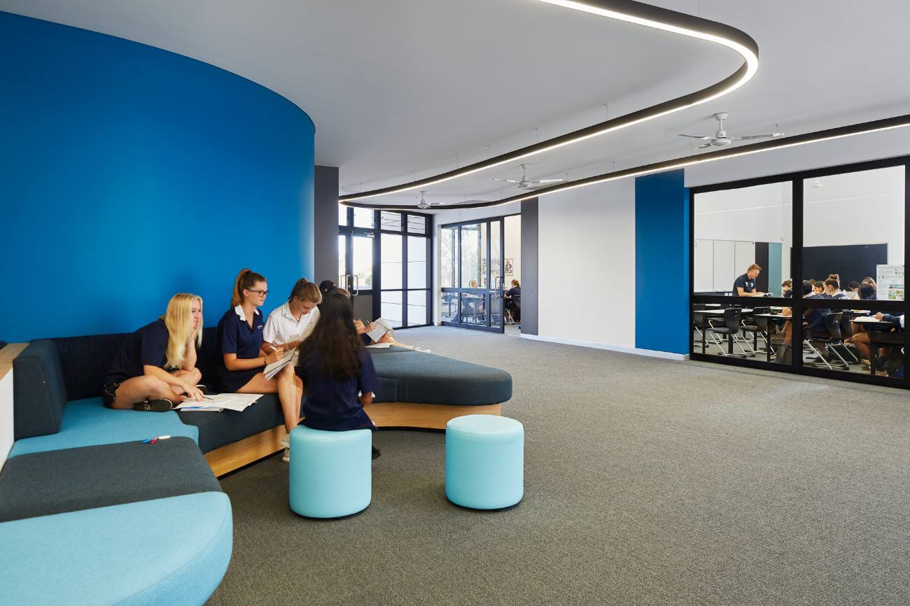 Commercial carpet tiles in an office breakout and boardroom space